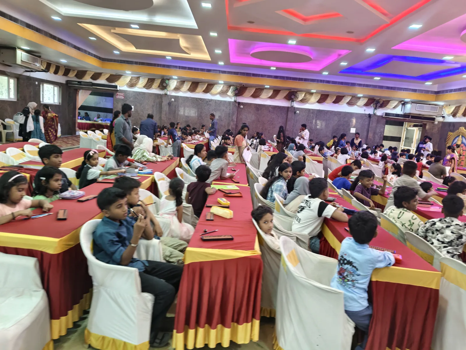Students participating in an Abacus competition